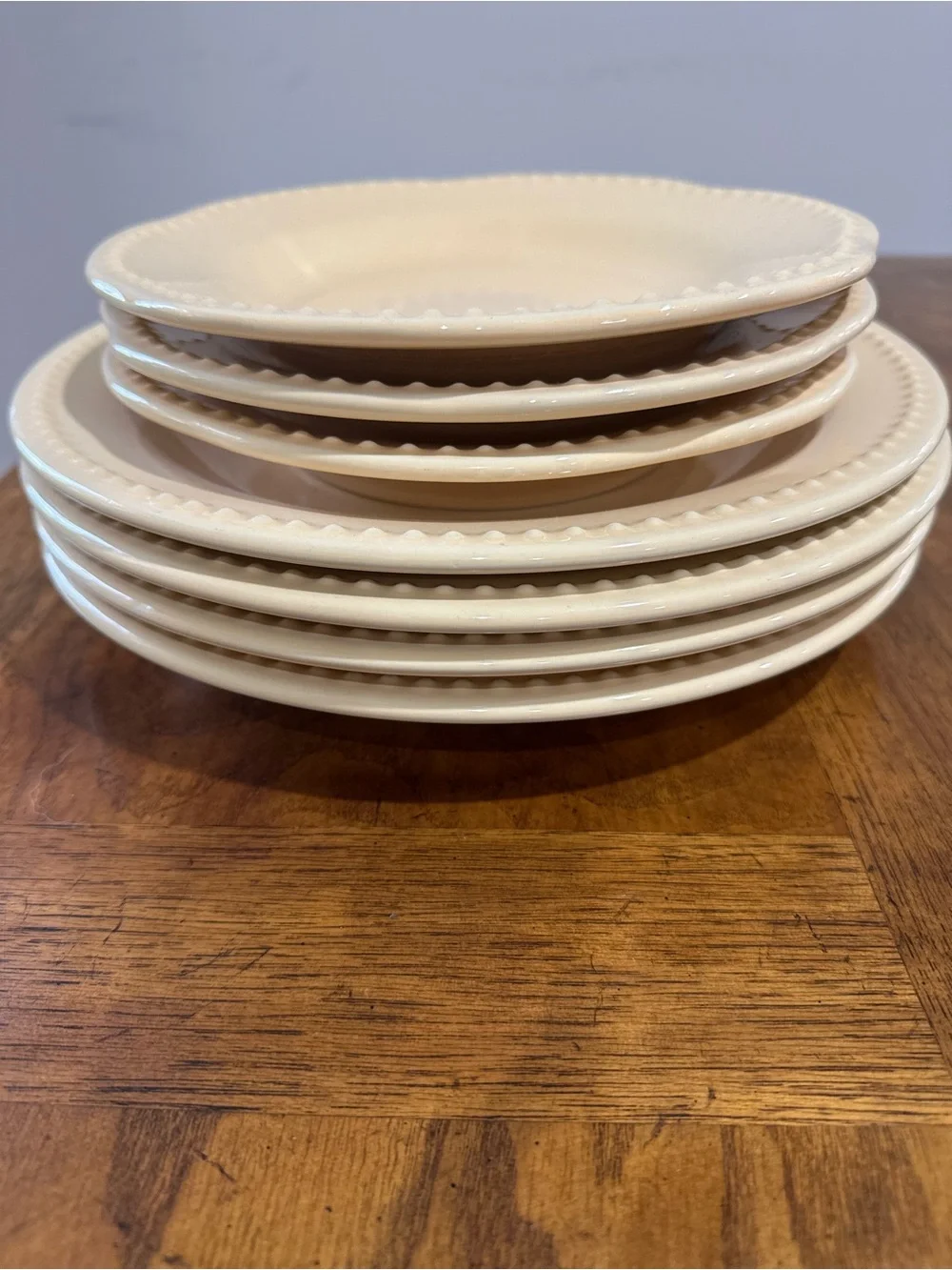 Vintage Pottery Barn Emma Salad Dinner Plate BUTTER YELLOW granny chic Beaded